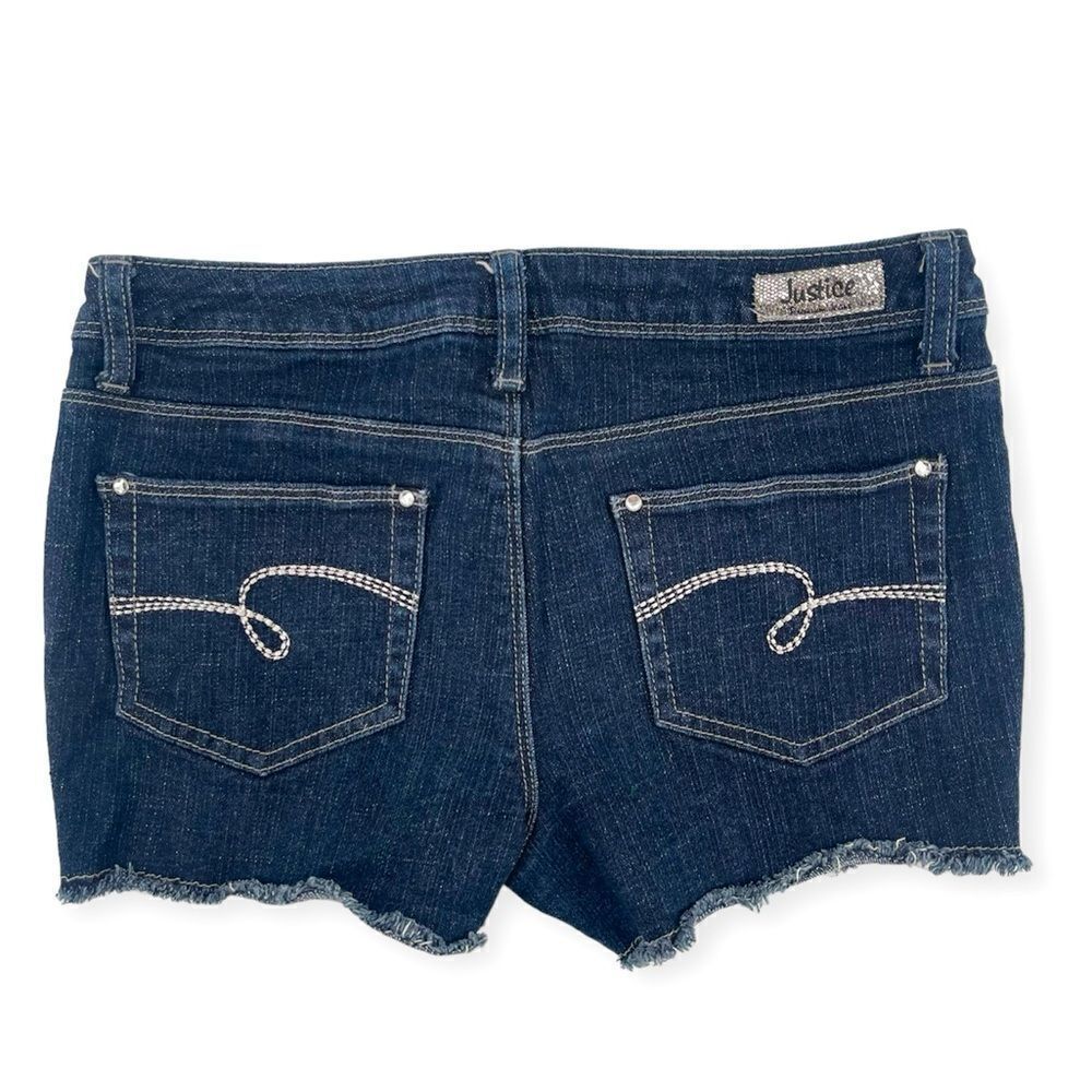 Justice Girl’s Full Sequin Front Frayed Hem Premium Denim Shorts Size 12.5 - Picture 6 of 13